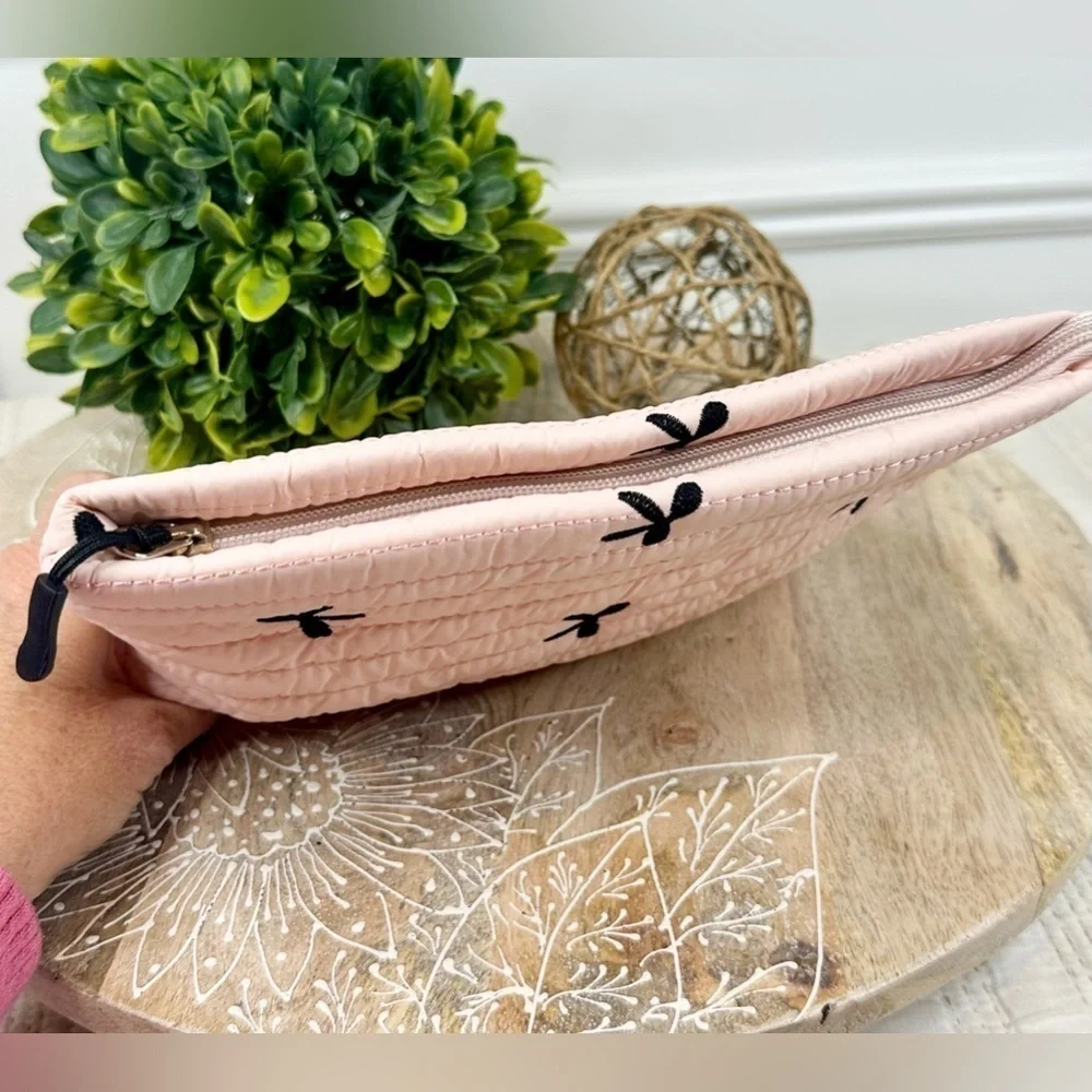 Pink Quilted Clutch with Bow Accent